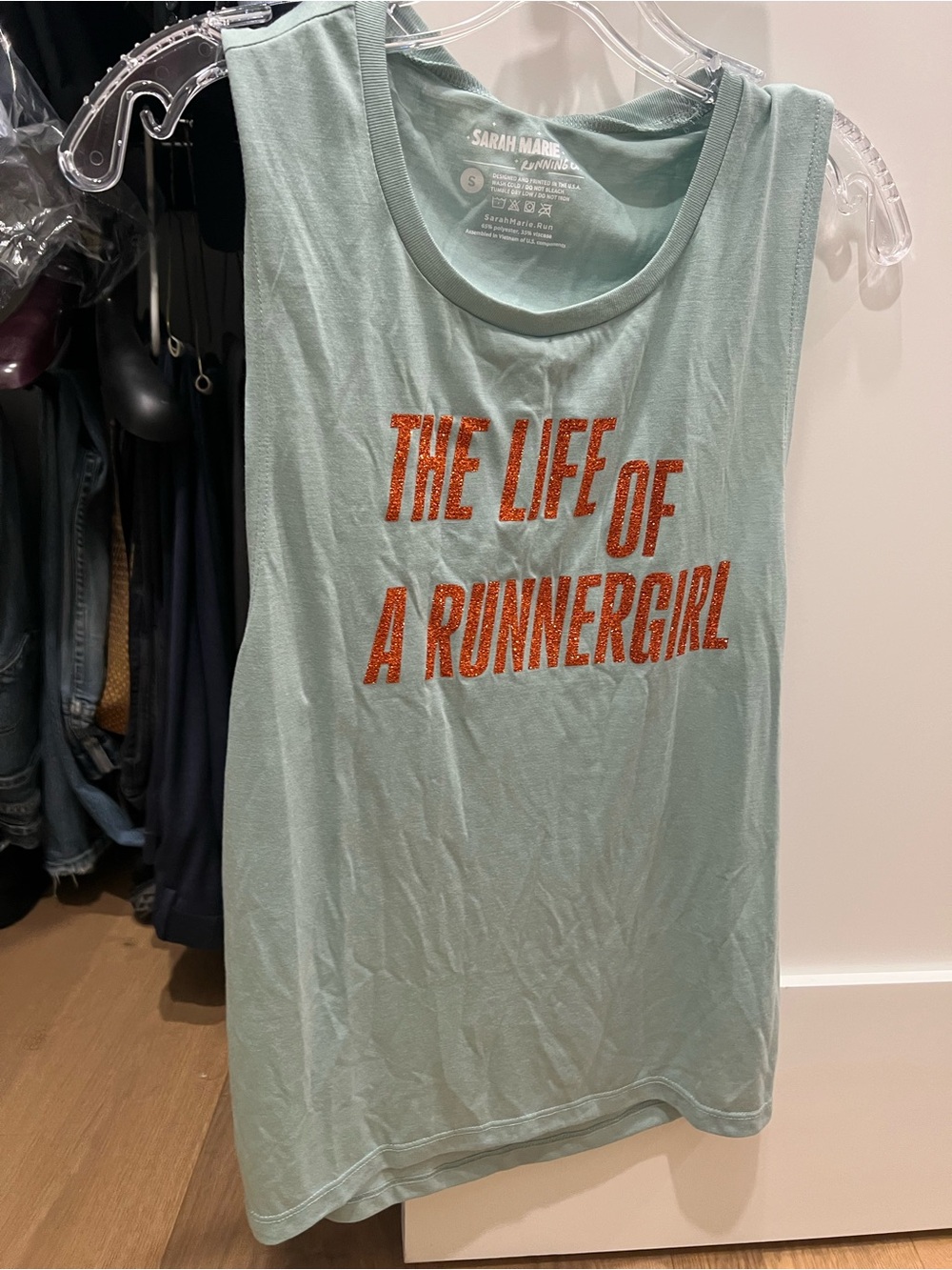 Sarah Marie Running Co. Mint Sleeveless Tee - "The Life of a Runnergirl"